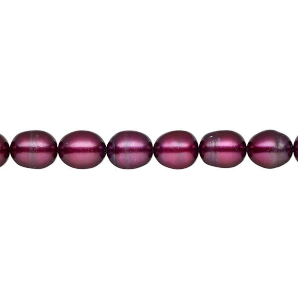 Pearl, cultured freshwater (dyed), wine, 5-6mm rice, C grade, Mohs hardness 2-1/2 to 4. Sold per 15-inch strand. image number 0