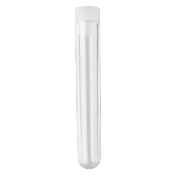 Vial, transparent acrylic, 3-3/8 inches long and 12mm hole with stopper. Sold per pkg of 100. image number 1