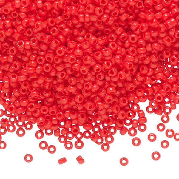 Seed bead, Miyuki, glass, pkg/25g, #11 rocaille, opaque vermillion red, (RR-407). image number 0