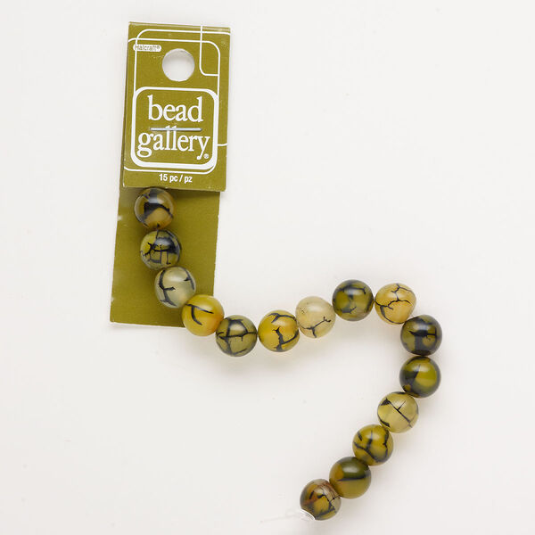 Crackle agate 1pkg15, round bead 9-10mm image number 0