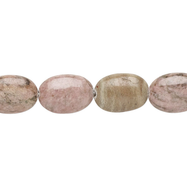 Rhodonite 1pkg1, puffed oval bead natural 15.5-16 inch 14x10mm image number 0
