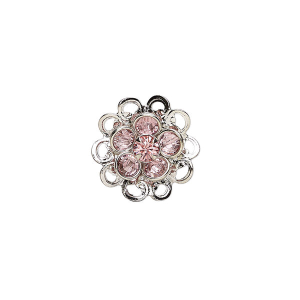 Sew-on 1pk light rose rhodium finish, Crystal Passions® 17mm flower image number 0