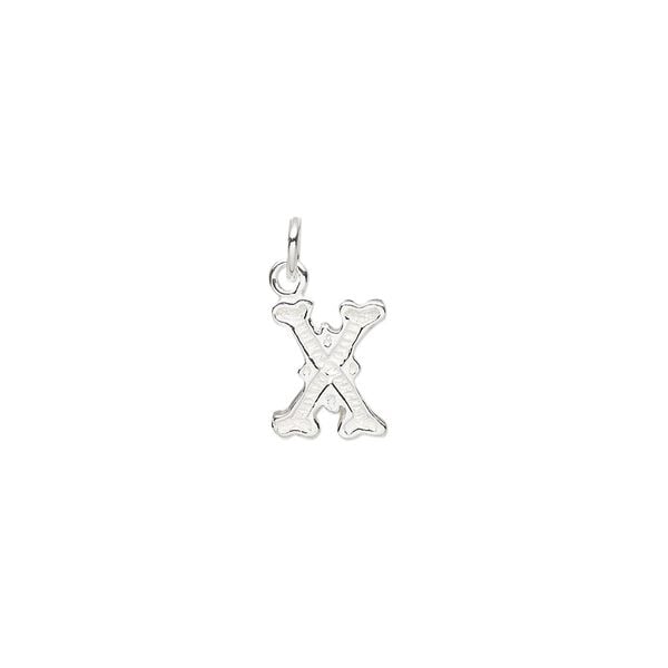 Charm, sterling silver, 9x7mm fancy block alphabet letter "X." Sold individually. image number 0