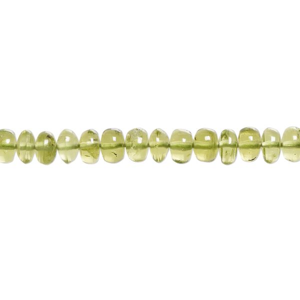 Peridot 1pkg1, hand-cut rondelle bead natural 15.5-16 inch graduated 4x2mm-7x4mm image number 0