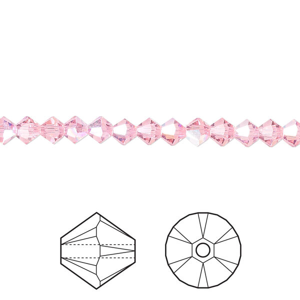 Bead 48pk light rose AB, Crystal Passions® 4mm bicone 5328 image number 0
