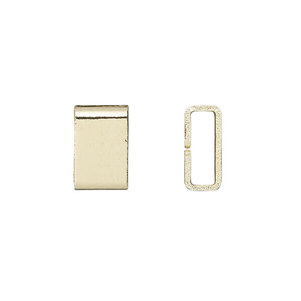 Crimp, gold-finished brass, 6x4mm flat rectangle, 5x1.5mm inside diameter. Sold per pkg of 20. image number 0