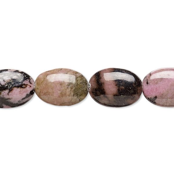 Rhodonite 1pkg1, puffed oval bead natural B grade, 15.5-16 inch 14x10mm image number 0