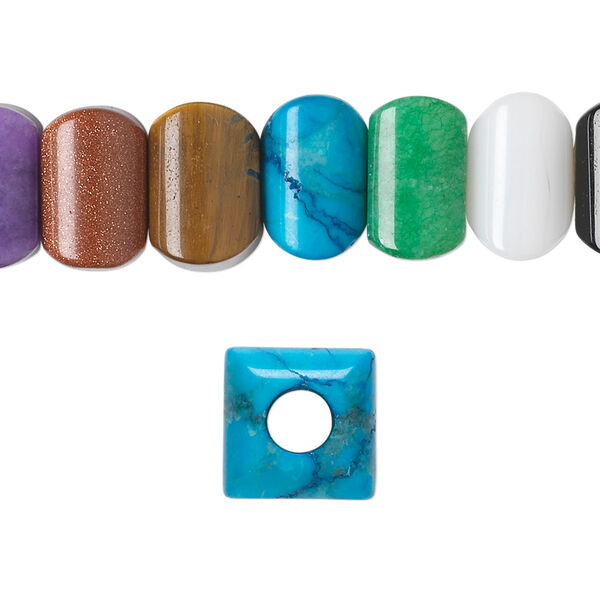 Multi-gemstone / sea "opal" 1pkg10, square bead B grade, assortment 12mm Dione® image number 0