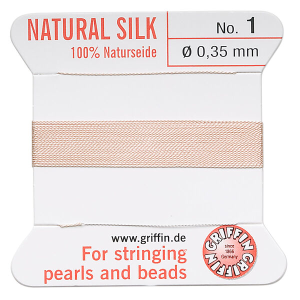 Thread, Griffin, silk, light pink, size #1. Sold per 2-meter card (approximately 78 inches). image number 0