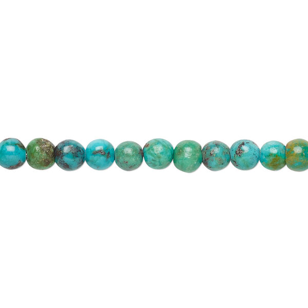 Bead, turquoise (dyed / stabilized), 4mm round, B grade, Mohs hardness 5 to 6. Sold per 15-1/2" to 16" strand. image number 0