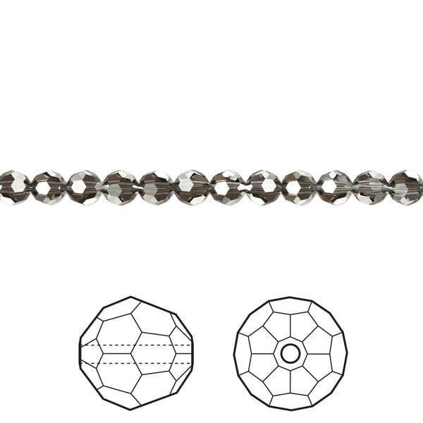 Bead 720pk crystal silver night, Swarovski® 4mm round 5000 image number 0