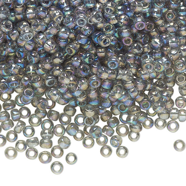 Seed bead, TOHO BEADS®, glass, pkg/7.5g, #8 round, translucent rainbow black diamond (TR-08-176). image number 0