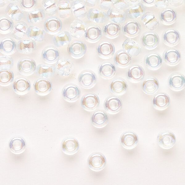 Seed bead, Miyuki, glass, pkg/250g, #6 rocaille, translucent rainbow crystal clear, (RR-250). image number 0