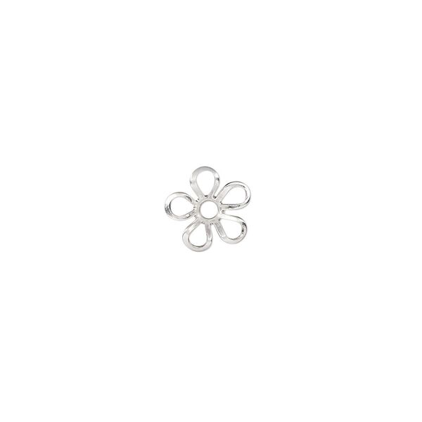 Component, silver-finished brass, 9x8.5mm flower. Sold per pkg of 20. image number 0