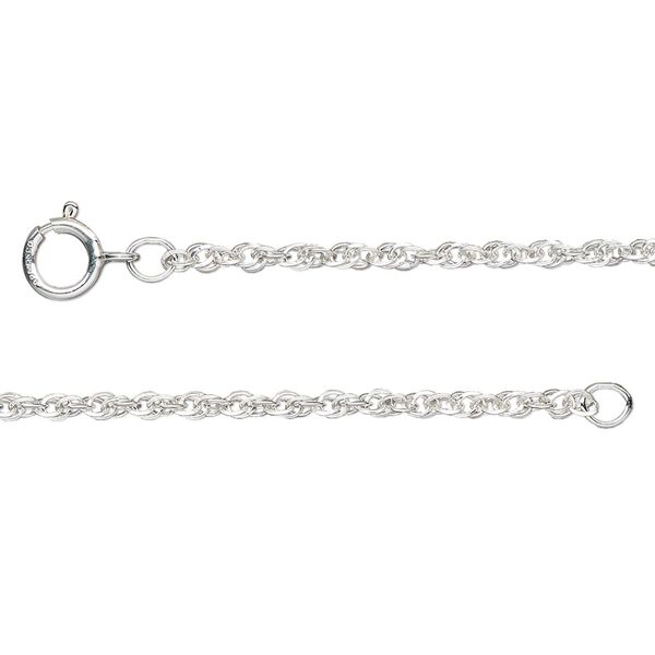 Chain, sterling silver, 1.8mm triple rope, 20 inches with springring clasp. Sold individually. image number 0