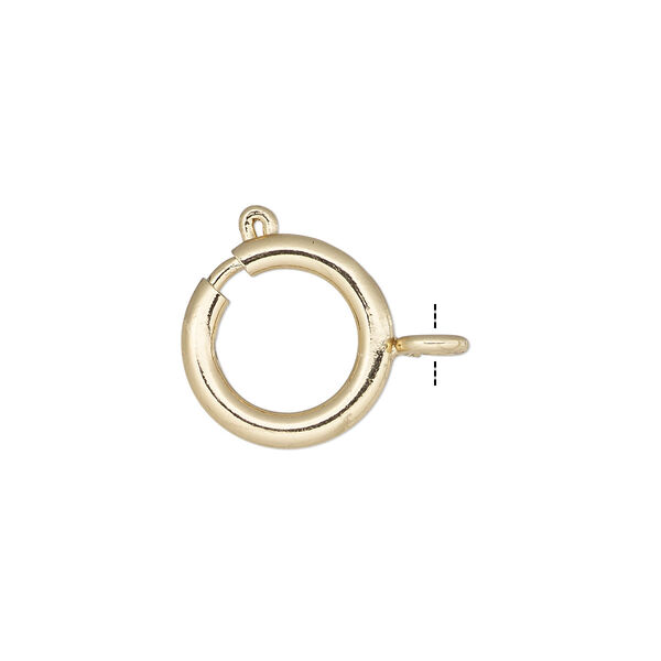 Clasp, springring, gold-finished brass, 12mm. Sold per pkg of 10. image number 0