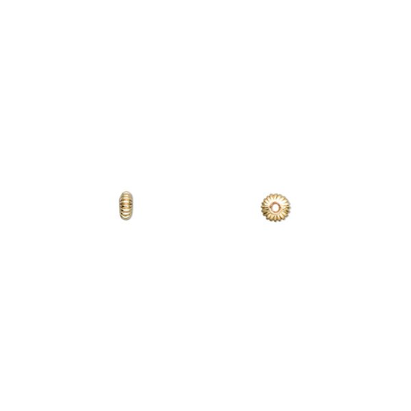 Bead, 14Kt gold-filled, 3x1.5mm corrugated saucer. Sold per pkg of 20. image number 0