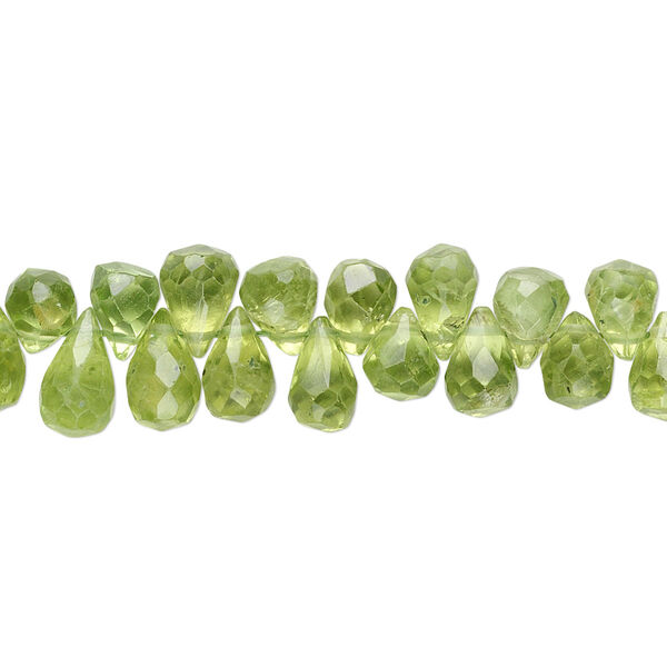 Peridot 1pkg1, hand-cut top-drilled faceted briolette bead natural 15.5-16 inch 4x3mm-8x5mm image number 0