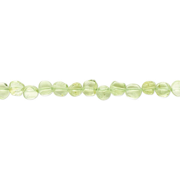 Peridot 1pkg1, hand-cut flat round bead natural 15.5-16 inch 4-5mm image number 0