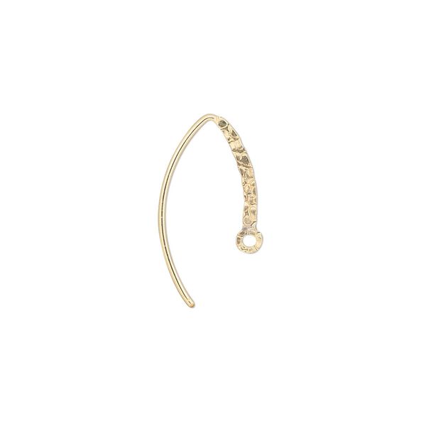 Ear wire 1pkg2 14Kt gold-filled, 16mm textured flat marquise / round wire / closed loop, 20 gauge 1 pair image number 0