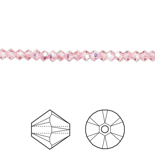 Bead 1440pk light rose AB, Swarovski® 3mm XILION bicone 5328 image number 0