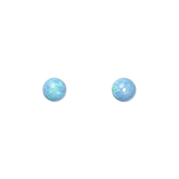 Bead, "opal" (silica and epoxy) (man-made), turquoise blue, 6mm round. Sold individually. image number 0