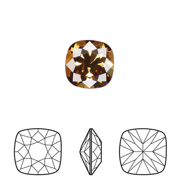 Fancy stone 72pk light amber foil back, Swarovski® 12mm square 4470 image number 0