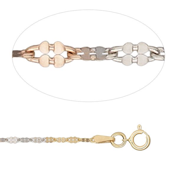 Chain, sterling silver / "vermeil" / rose gold-plated sterling silver, 2.5mm daisy, 18 inches with springring clasp. Sold individually. image number 0