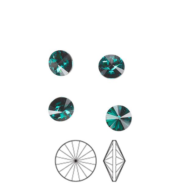 Chaton 12pk emerald foil back, Preciosa MAXIMA Czech crystal rhinestone 6.14-6.32mm rivoli SS29 image number 0