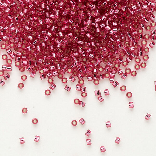 Seed bead, Delica®, glass, pkg/250g, #11 round, transparent outside dyed silver-lined antique dark rose (DB-1341). image number 0