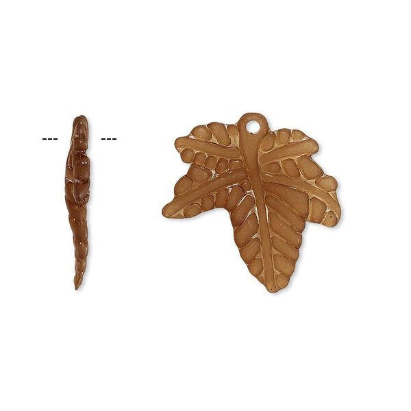 Drop, acrylic, frosted brown, 20mm leaf. Sold per pkg of 100. image number 0
