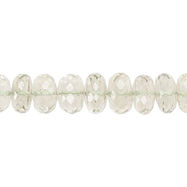 Green quartz 1pkg1, hand-cut faceted rondelle bead 7 inch 10x4mm-11x8mm image number 0