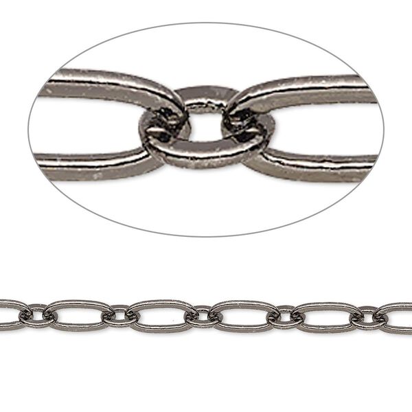 Chain, gunmetal-plated brass, 4mm long and short oval. Sold per pkg of 5 feet. image number 0