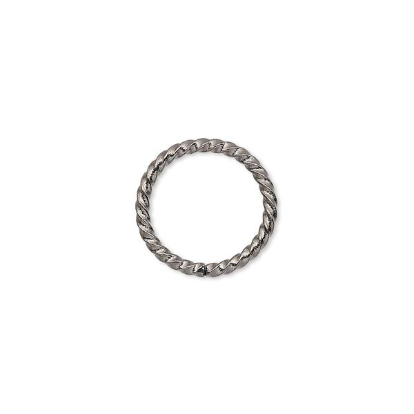 Jump ring, gunmetal-plated brass, 15mm twisted round, 11.8mm inside diameter, 14 gauge. Sold per pkg of 100. image number 0