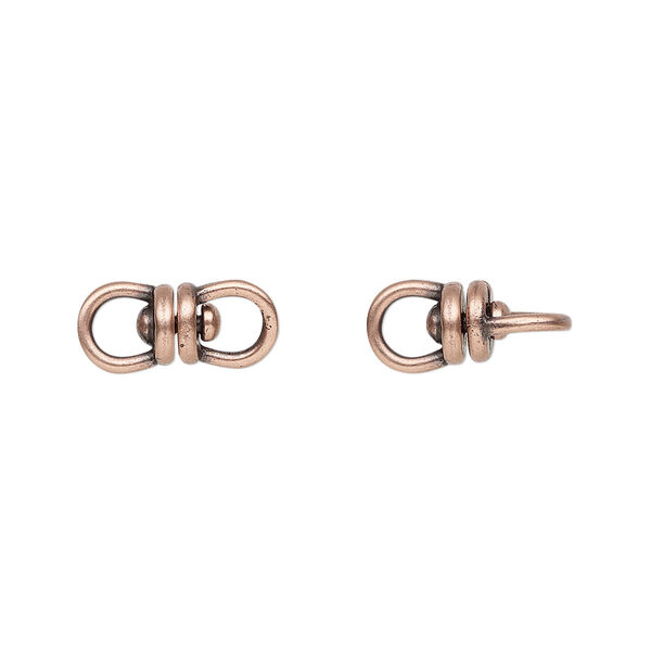 Link, JBB Findings, antique copper-plated brass, 13.5x6mm with center swivel. Sold per pkg of 2. image number 0