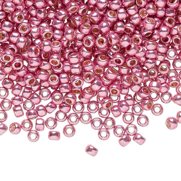 Seed bead, TOHO BEADS®, glass, pkg/50g, #8 round, opaque galvanized PermaFinish pink lilac (TR-08-PF553). image number 0