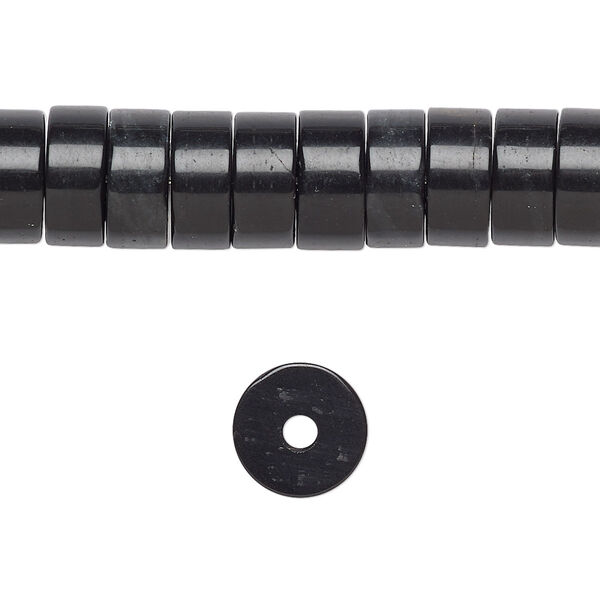 Black obsidian 1pkg10, heishi bead natural 10x5mm image number 0