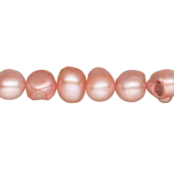 Pearl, cultured freshwater (dyed), dark blush, 8-9mm flat-sided potato, D grade, Mohs hardness 2-1/2 to 4. Sold per 16-inch strand. image number 0