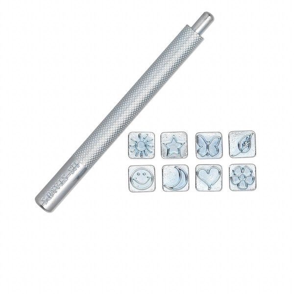Stamp, zinc, 1/4 inch stamp and handle. Sold per 9-piece set. image number 0