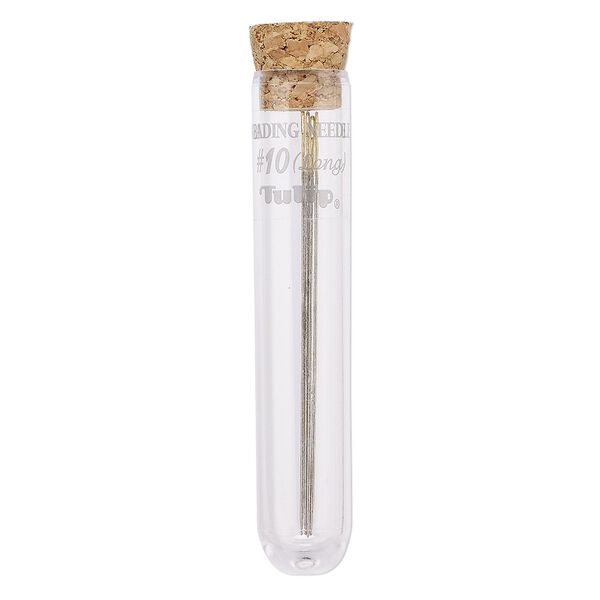 Needle, Tulip, nickel- and gold-plated steel, #10 long with 0.6mm eye width, 2 inches. Sold per pkg of 4. image number 0