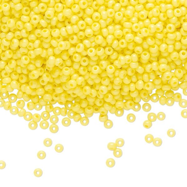 Seed bead, Preciosa Ornela Czech glass, pkg/50g, #11 rocaille, opaque terra intensive dyed yellow chalkwhite, (16A86). image number 0