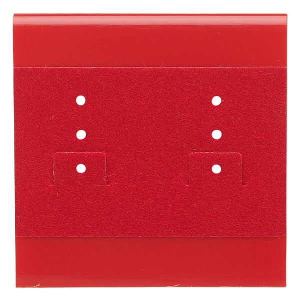 Earring card, plastic and velour, red, 2x2-inch square. Sold per pkg of 100. image number 0