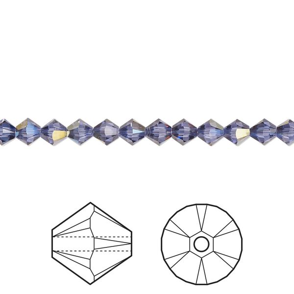 Bead 144pk tanzanite starlight, Crystal Passions® 4mm bicone 5328 image number 0