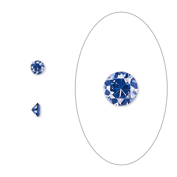 Gem, cubic zirconia, spinel blue, 3.5mm faceted round, Mohs hardness 8-1/2. Sold per pkg of 5. image number 0