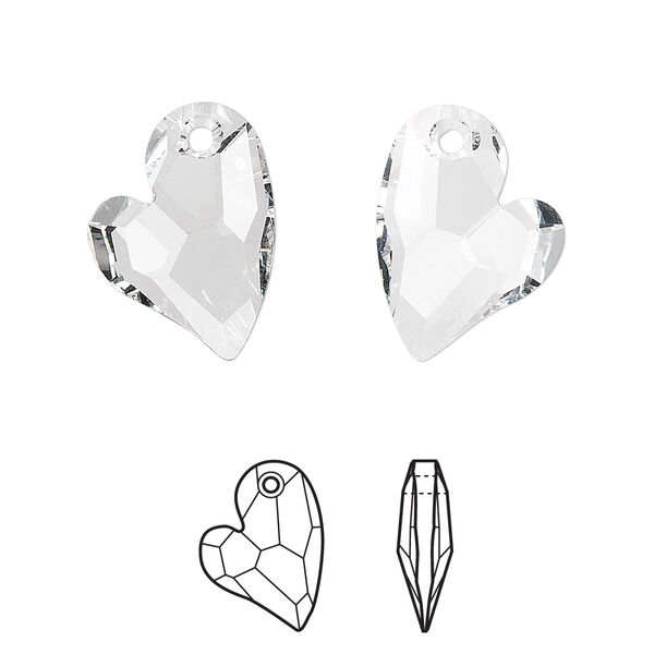 Drop 1pk crystal, Crystal Passions® 17x13mm pendant asymmetrical heart 6261 image number 0