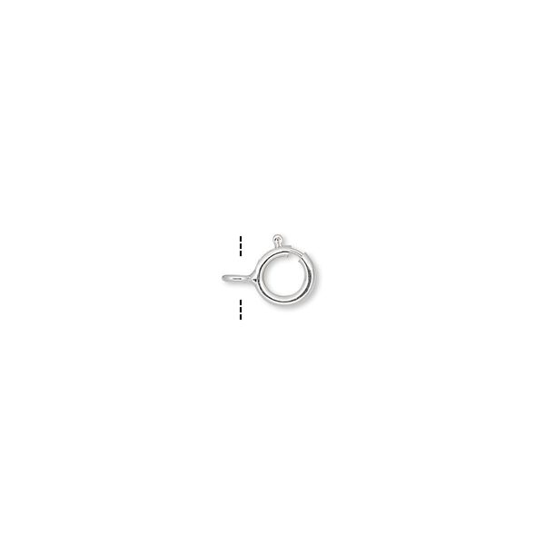 Clasp, springring, sterling silver and steel, 5mm with open loop. Sold per pkg of 10. image number 0