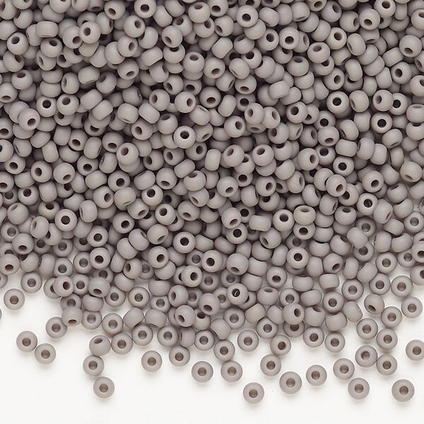 Seed bead, Preciosa Ornela, Czech glass, pkg/50g, opaque matte grey, #10 rocaille. image number 0