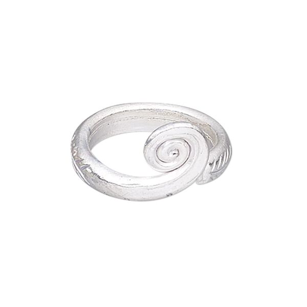 Ring, Hill Tribes, silver-plated copper, 12mm wide with swirl design, size 7-1/2. Sold individually. image number 0
