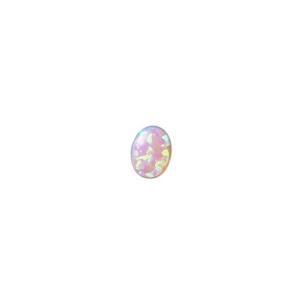 Cabochon, "opal" (silica and epoxy) (man-made), pink, 8x6mm calibrated oval. Sold individually. image number 0