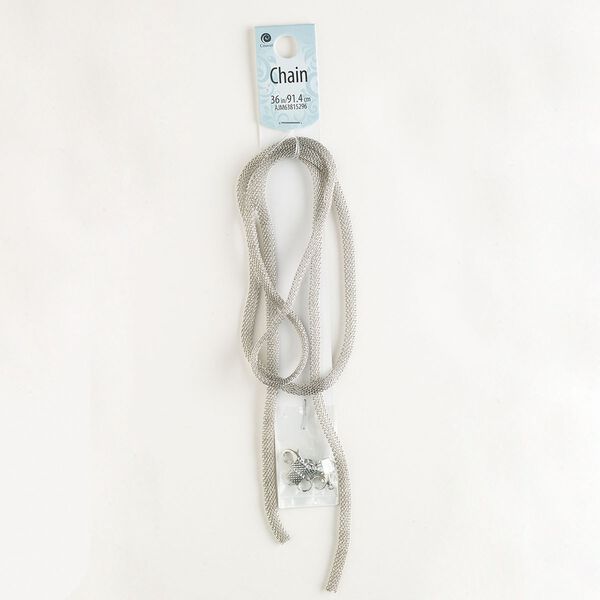 Chain assortment, silver-finished steel and brass, 5mm flat lantern with findings. Sold per assortment. image number 0
